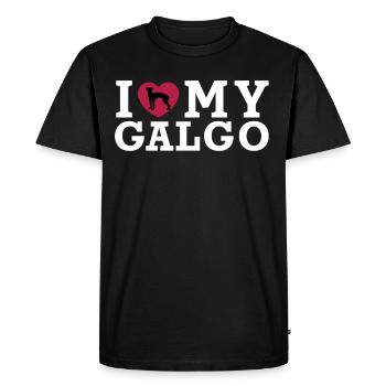 J'aime ma race de chien Galgo Galgos avec une chemise coeur - T-shirt Premium bio Homme - noir - Devant - Nico (187cm)