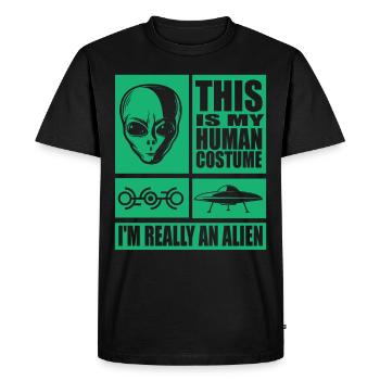 C’est mon costume humain, je suis un vrai alien - T-shirt Premium bio Homme - noir - Devant - Nico (187cm)