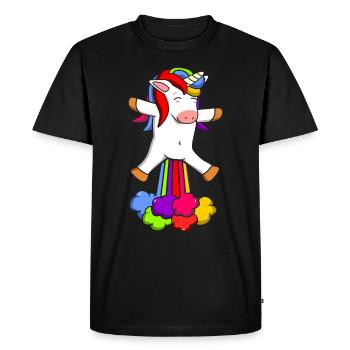 Farting Fart Farting Unicorn Funny - Men's Premium Organic T-Shirt - black - Front - Nico (187cm)