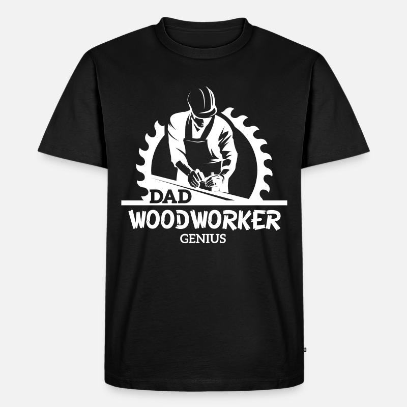 Dad Woodworker Genius - Männer Premium Bio T-Shirt - Schwarz