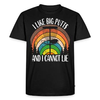 Disc Golf Spruch I Like Big Putts And I Cannot Lie - Men's Premium Organic T-Shirt - black - Front - Nico (187cm)