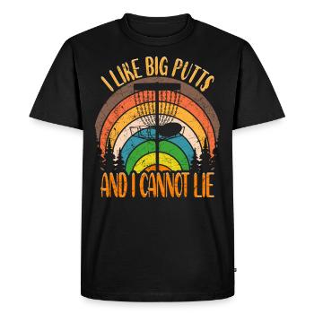Disc Golf Spruch I Like Big Putts And I Cannot Lie - Men's Premium Organic T-Shirt - black - Front - Nico (187cm)