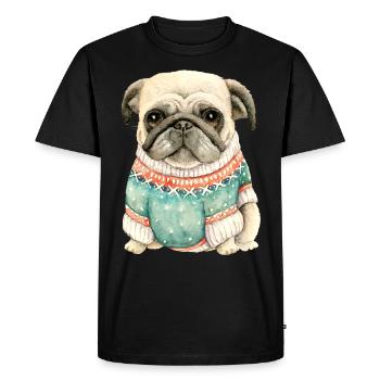 Mignon chiot carlin en hiver chandail-cadeau pour amour carlin - T-shirt Premium bio Homme - noir - Devant - Nico (187cm)