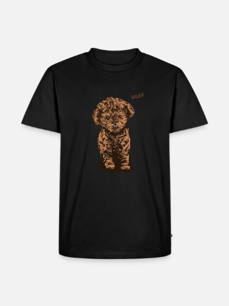 Wuff Welpe - Männer Premium Bio T-Shirt - Schwarz