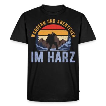 Wandern im Harz - Männer Premium Bio T-Shirt - Schwarz - Vorne - Nico (187cm)