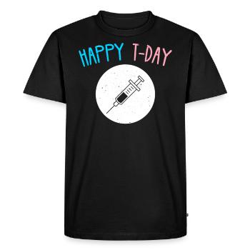 Happy T Day Transgender cadeau de testostérone - T-shirt Premium bio Homme - noir - Devant - Nico (187cm)