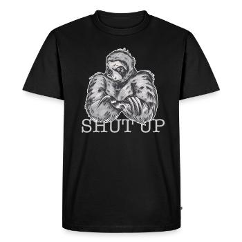 Bad Sloth Shut up - Men's Premium Organic T-Shirt - black - Front - Nico (187cm)
