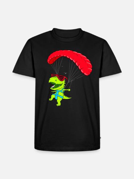 Funny Hang glider dinosaur paraglider flight - Men's Premium Organic T-Shirt - black