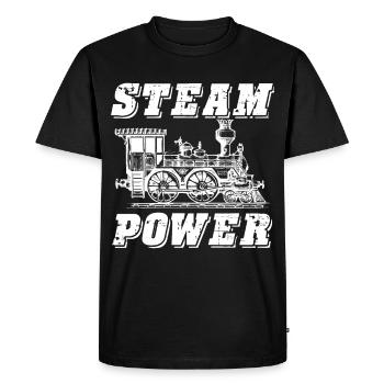Railway steam locomotive conductor - Men's Premium Organic T-Shirt - black - Front - Nico (187cm)
