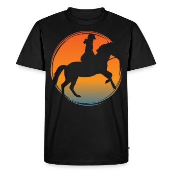 Horses ride on riding stables with rider - Men's Premium Organic T-Shirt - black - Front - Nico (187cm)