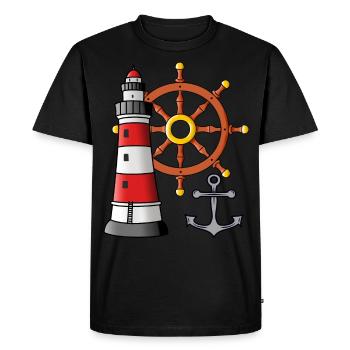 Phare Roue de commande Anker Marin Ahoi - T-shirt Premium bio Homme - noir - Devant - Nico (187cm)