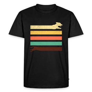 Dachshund dachshund retro stripes - Men's Premium Organic T-Shirt - black - Front - Nico (187cm)