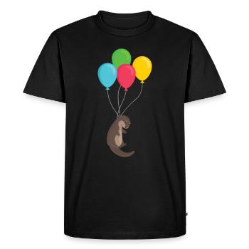 Loutre sur ballons loutre cadeau animal mignon - T-shirt Premium bio Homme - noir - Devant - Nico (187cm)