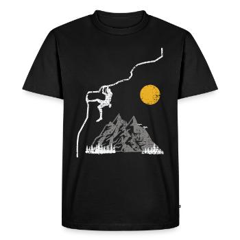 Climbing on the mountains - Men's Premium Organic T-Shirt - black - Front - Nico (187cm)