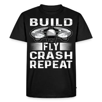 Build Fly Crash Repeat Drones Pilot Quadricopter - Men's Premium Organic T-Shirt - black - Front - Nico (187cm)