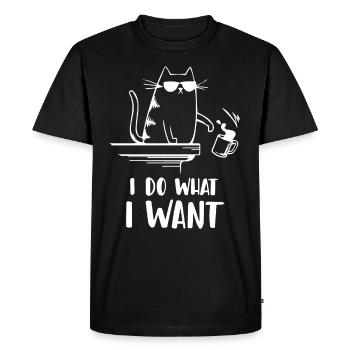Je fais ce que je veux chat - T-shirt Premium bio Homme - noir - Devant - Nico (187cm)