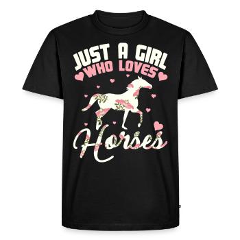 Girl how loves Chevaux Cavaliers Cadeau - T-shirt Premium bio Homme - noir - Devant - Nico (187cm)