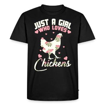 Girl how loves Poulets cadeau - T-shirt Premium bio Homme - noir - Devant - Nico (187cm)