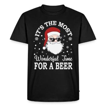C'est le moment le plus merveilleux pour une bière - T-shirt Premium bio Homme - noir - Devant - Nico (187cm)