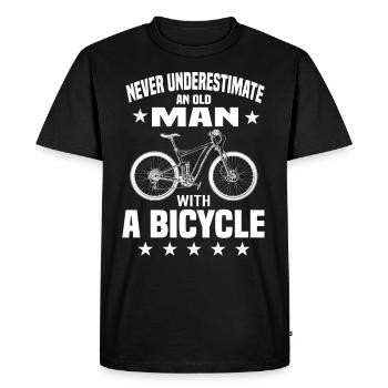 Vélo de vieil homme - T-shirt Premium bio Homme - noir - Devant - Nico (187cm)