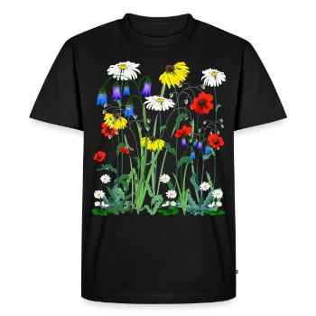 Fleur fleur sauvage pré prairie sauvage - T-shirt Premium bio Homme - noir - Devant - Nico (187cm)