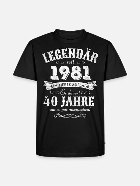 40. Geburtstag Legendär seit 1981 Retro - Männer Premium Bio T-Shirt - Schwarz