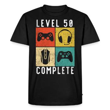 Jeu complet de niveau 50e anniversaire - T-shirt Premium bio Homme - noir - Devant - Nico (187cm)