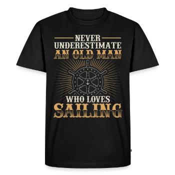 Sailing sailboat sailing ship boat captain gift - Men's Premium Organic T-Shirt - black - Front - Nico (187cm)
