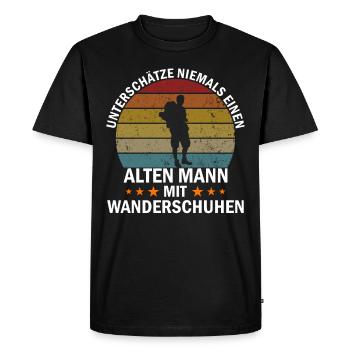 Wanderer mit Wanderschuhen - Männer Premium Bio T-Shirt - Schwarz - Vorne - Nico (187cm)