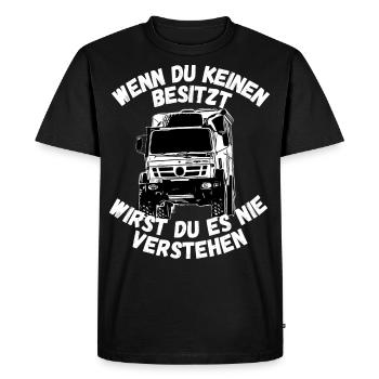 Unimog , Nutzfahrzeug, Lkw, Unimog 406, Traktor - Männer Premium Bio T-Shirt - Schwarz - Vorne - Nico (187cm)