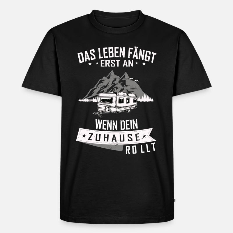 Camping mit dem wohnwagen - Männer Premium Bio T-Shirt - Schwarz