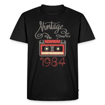 1984 Année de naissance vintage - T-shirt Premium bio Homme - noir - Devant - Nico (187cm)