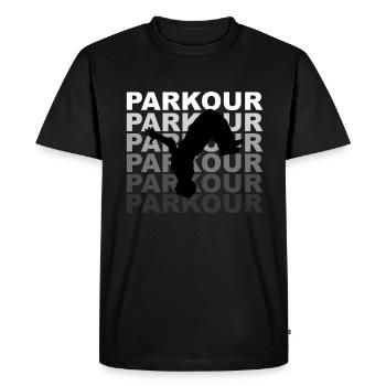 Parkour Spruch Parkour coureur à l’envers salto - T-shirt Premium bio Homme - noir - Devant - Nico (187cm)