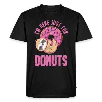 Je suis ici pour le cadeau de Donuts - T-shirt Premium bio Homme - noir - Devant - Nico (187cm)