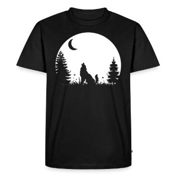 Wolf Forest Wilderness Nature Moon Gift - Men's Premium Organic T-Shirt - black - Front - Nico (187cm)