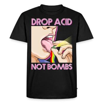 Drop Acid Not Bombs Techno Raver Cybergrind MDMA - Men's Premium Organic T-Shirt - black - Front - Nico (187cm)