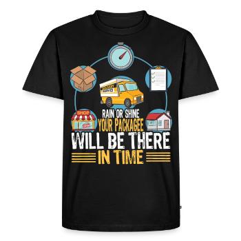 Livraison de colis Livreur de colis Livreur de colis Coursier - T-shirt Premium bio Homme - noir - Devant - Nico (187cm)