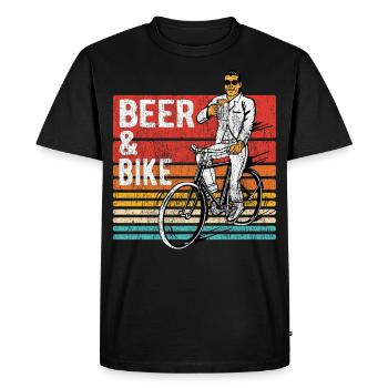 Beer & Bike Bière & Vélo Vélo Cadeau - T-shirt Premium bio Homme - noir - Devant - Nico (187cm)