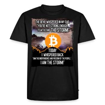 Bitcoin Storm - T-shirt Premium bio Homme - noir - Devant - Nico (187cm)