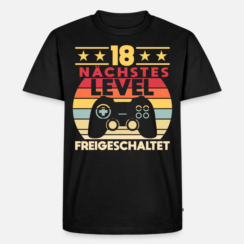 18. Geburstag Geschenk Zocker Gaming - Männer Premium Bio T-Shirt - Schwarz