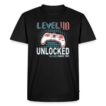 Gamer Controller Level 40 Unlocked - Men's Premium Organic T-Shirt - black - Front - Nico (187cm)