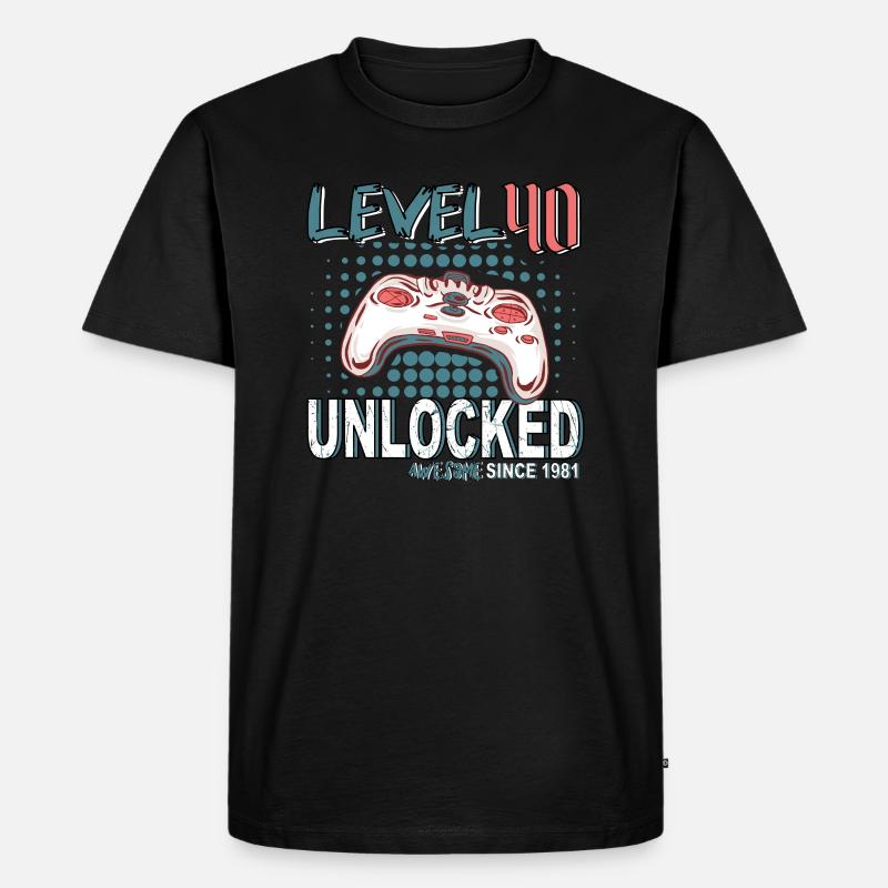 Gamer Controller Level 40 Unlocked - Männer Premium Bio T-Shirt - Schwarz