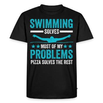 Natation Pizza nageur cadeau - T-shirt Premium bio Homme - noir - Devant - Nico (187cm)