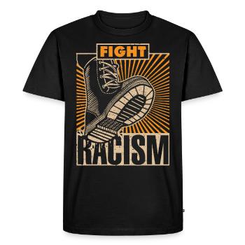 FIGHT RACISM - Contre les nazis & le racisme - T-shirt Premium bio Homme - noir - Devant - Nico (187cm)