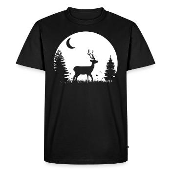 Hirsch Wald Wildnis Natur Geschenk Mond - Männer Premium Bio T-Shirt - Schwarz - Vorne - Nico (187cm)