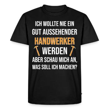 Handwerker Sprüche - Männer Premium Bio T-Shirt - Schwarz - Vorne - Nico (187cm)