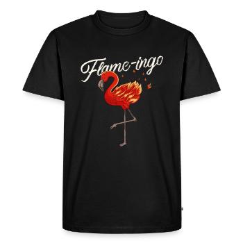 Ein Flamingo in Flammen ist ein Flame-Ingo - Männer Premium Bio T-Shirt - Schwarz - Vorne - Nico (187cm)