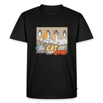 Funny sporty cats do hard training - Men's Premium Organic T-Shirt - black - Front - Nico (187cm)