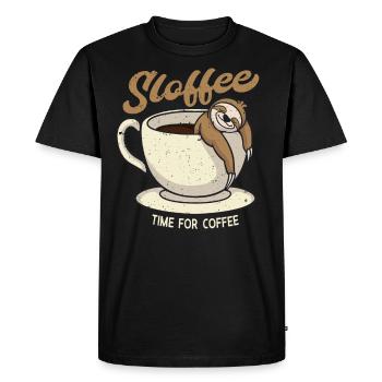 Jeu de mots Sloffee Paresseux Dort Dans le café - T-shirt Premium bio Homme - noir - Devant - Nico (187cm)