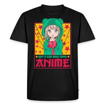 Cute Anime Woman -Kawaii Otaku Manga Anime - Men's Premium Organic T-Shirt - black - Front - Nico (187cm)